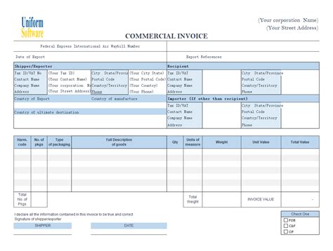 Fedex Proforma Invoice Template Parahyena