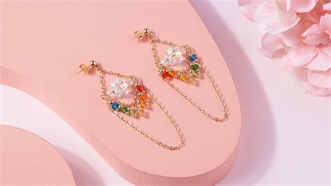 How To Make Rainbow Crystal Beaded Chain Earrings Kissitty Jewelry