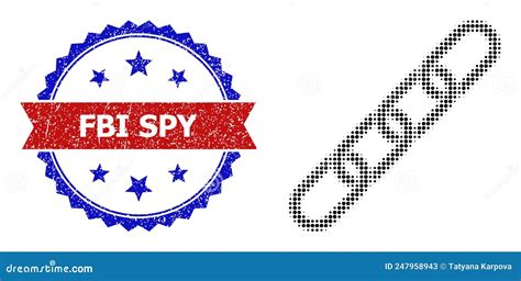 Halftone Chain Icon And Scratched Bicolor FBI Spy Stamp Seal Stock