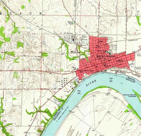 1957 Topo Map Of Mount Vernon Indiana Ohio River Etsy