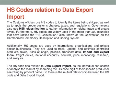 PPT HS Codes Relation To Data Export Import PowerPoint Presentation