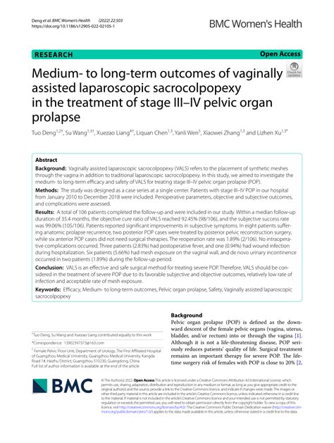 Pdf Medium To Long Term Outcomes Of Vaginally Assisted Laparoscopic