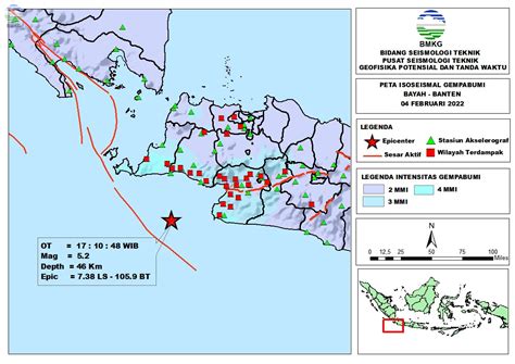 Peta Isoseismal Gempabumi Bayah Banten Februari Bmkg