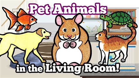 Cute Pet Animals In The Living Room Drawing And Coloring With Glitter