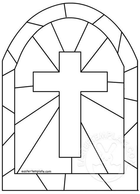 Free printable stained glass cross - Easter Template