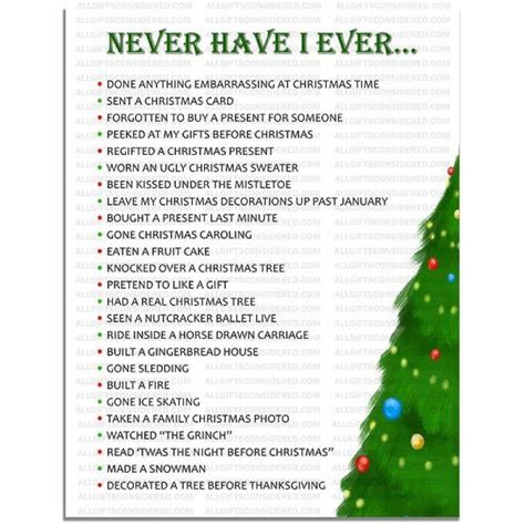 A Christmas Tree With The Words Never Have I Ever