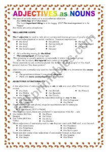 Esl Nouns Used As Adjectives Worksheet Adjectiveworksheets Net