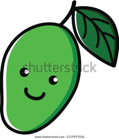 Illustration Green Mango Doodle Style Stock Vector Royalty Free