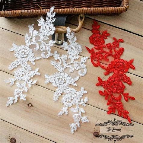 Yackalasi Pairs Wedding Lace Appliqued Flower D Floral Wedding