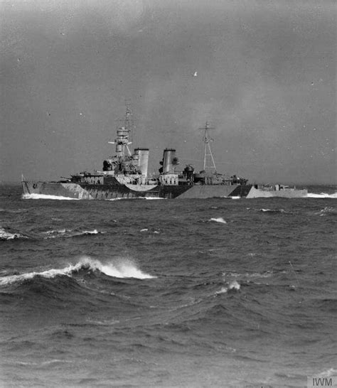 The British Cruiser Hms Frobisher Hawkins Class Cruiser At Sea 1942