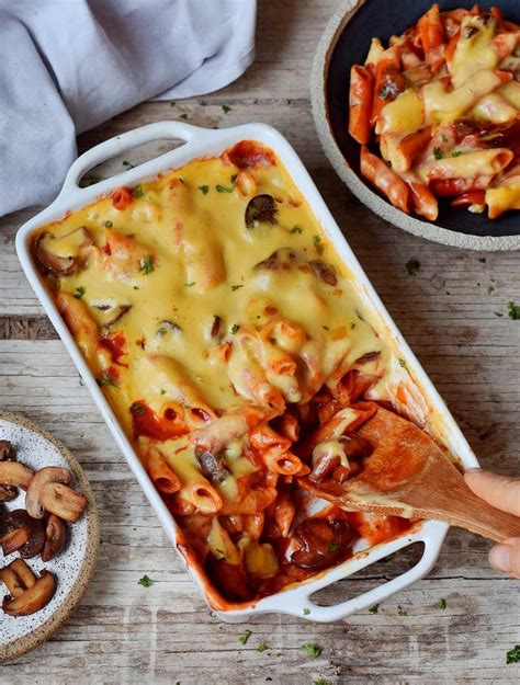 An Easy To Make Baked Ziti With Mushrooms And Homemade Vegan Cheese