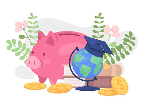 Savings For Study Abroad Flat Concept Vector Illustration