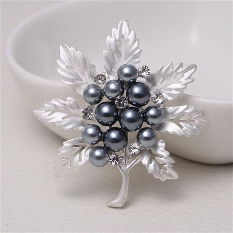 Cheap Fashion Women Big Brooches Imitation Pearls Rhinestones Wedding