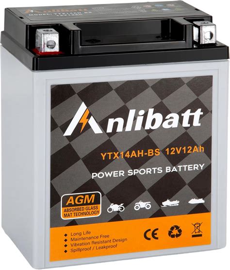 Amazon Anlibatt YTX14AH BS Battery 12V 12Ah Rechargeable