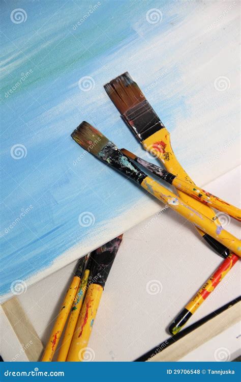 Art Palette And Paintbrushes Stock Photo Image Of Draw Album 29706548