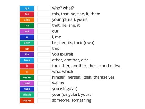 Latin Pronouns Match Up