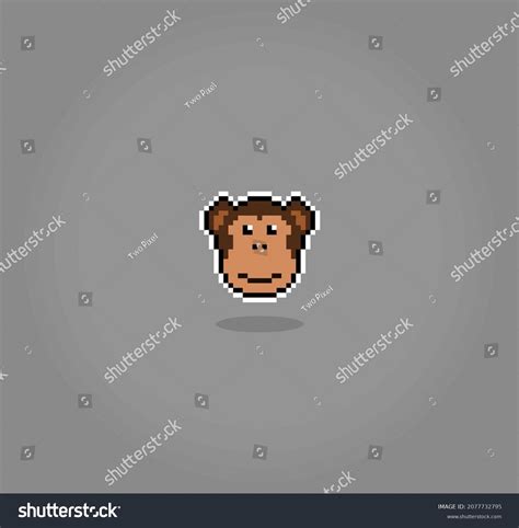 Monkey Head Pixels Animal 8 Bit Stock Vector (Royalty Free) 2077732795 ...