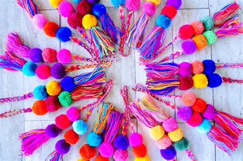 Colorful Pom Pom Tassels Bag Swag Handmade Colorful Tassel Etsy