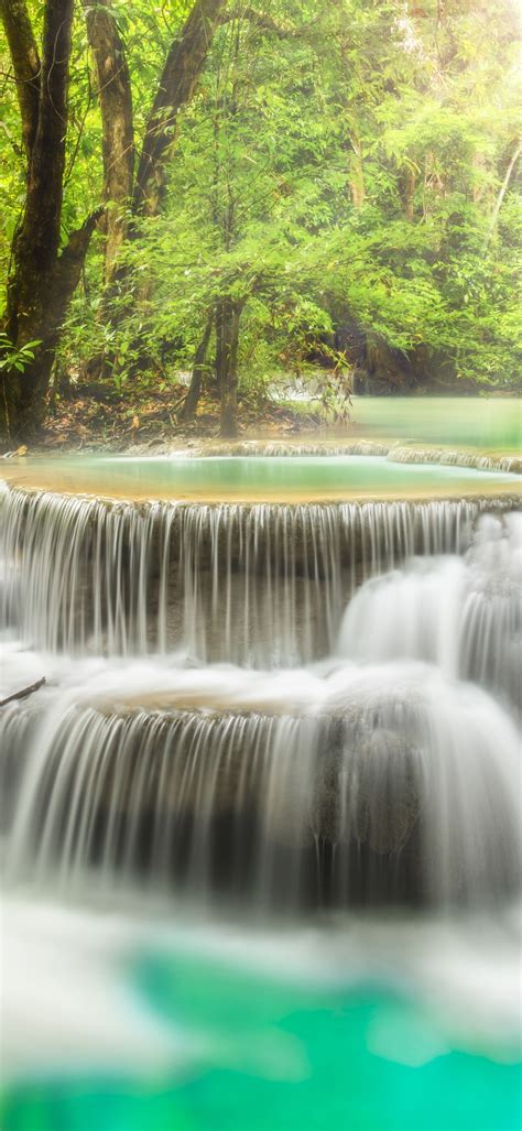 Erawan Falls Wallpaper 4k Waterfall Forest Nature 1294