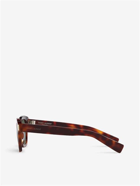 Saint Laurent Sl592 Square Frame Tortoiseshell Acetate Sunglasses In