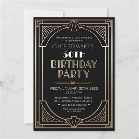 Art Deco Roaring 20s Birthday Invitation Zazzle