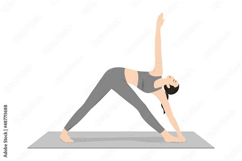 Extended Triangle Pose Open Triangle Beautiful Girl Practice Utthita