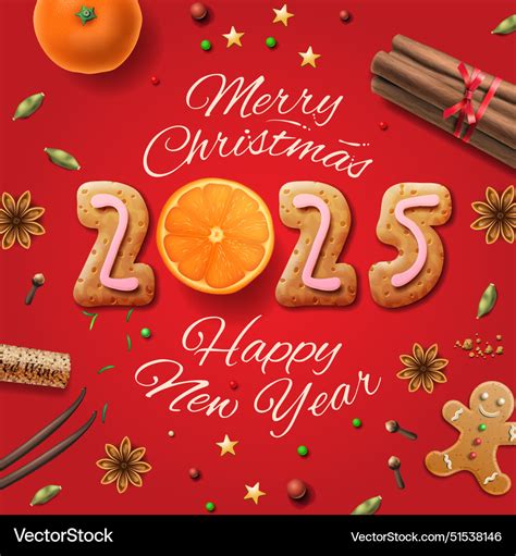 Merry Christmas 2025 Happy New Year Composition Vector Image