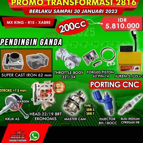 Jual Paket Bore Up Mx King Head Blok Piston Cam Juken Kruk As Promo