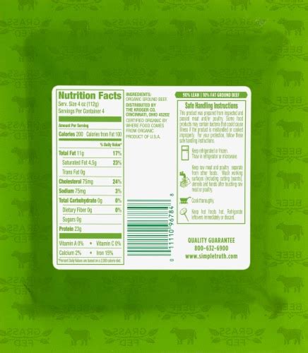 Simple Truth Organic 90 Lean Grass Fed Ground Beef 16 Oz Fred Meyer