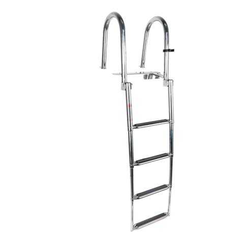 Wide 4 Step Pontoon Boat Ladder Folding Rear Entry Folding Telescoping