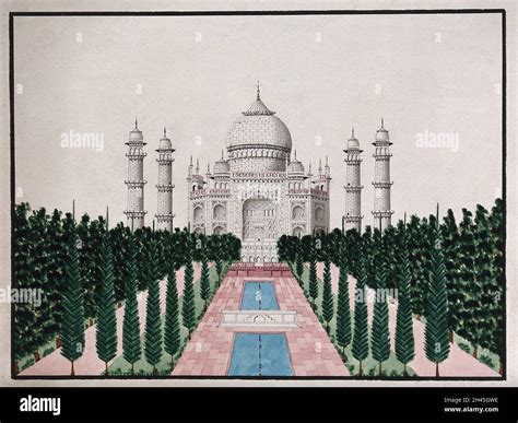 Agra The Taj Mahal Watercolour By An Indian Painter Stock Photo Alamy