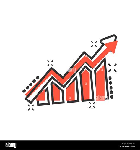 Growing bar graph icon in comic style. Increase arrow vector cartoon illustration pictogram ...