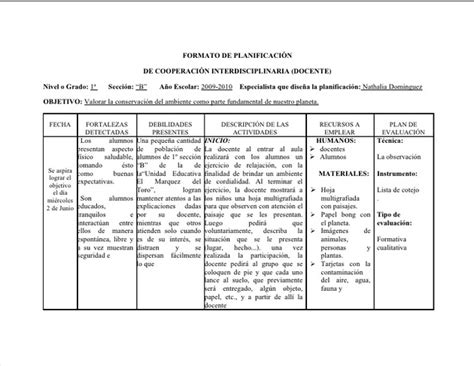 Planificación Diaria de Clase Formato Docente Descargable