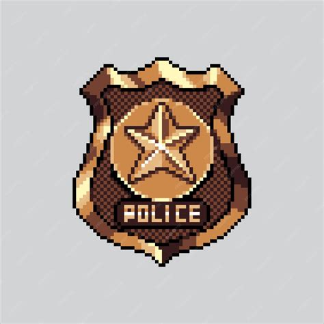 Premium Vector Pixel Art Illustration Police Badge Pixelated Badge