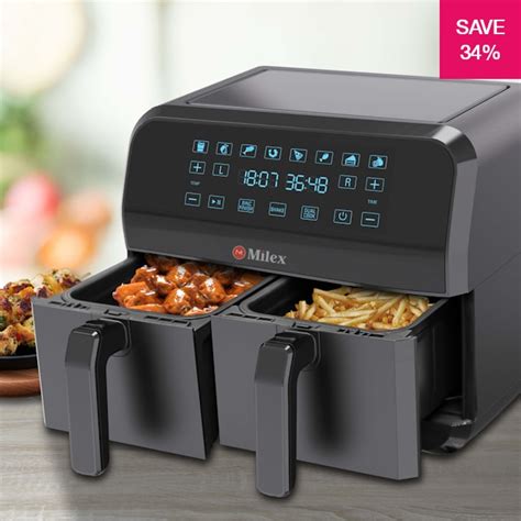 34 Off On Milex 9l Dual Basket Air Fryer Onedayonly