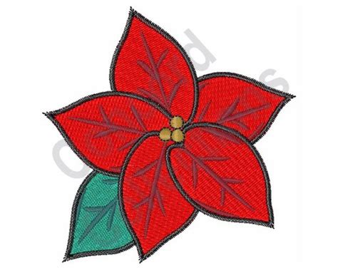 Poinsettia Machine Embroidery Design Flower Etsy