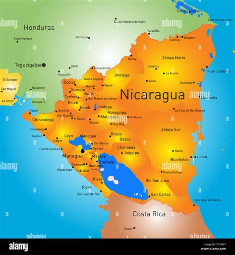 Map Of Nicaragua And Its Roads Hi Res Stock Photography And Images Alamy