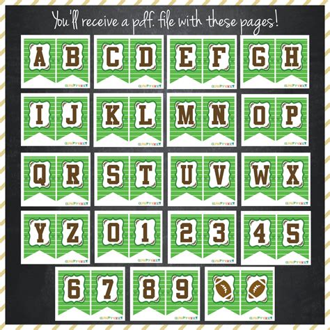 Football Printable Alphabet Banner Instant Download