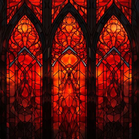 Gothic Stained Glass Window Cling Orange Red Gothic Faux Etsy