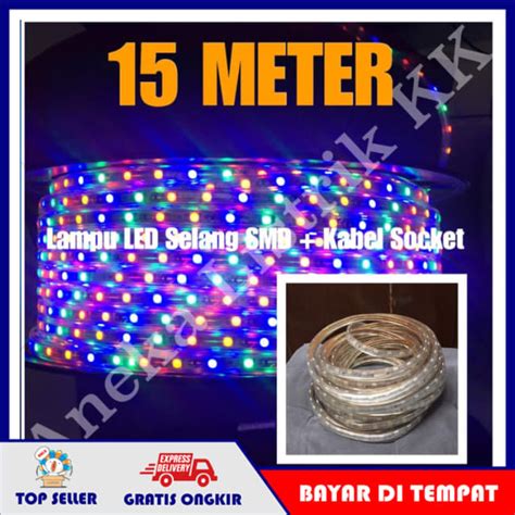 Lampu LED STRIP SELANG WARNA WARNI SMD 5050 15M 220V 15 M Meter RGB