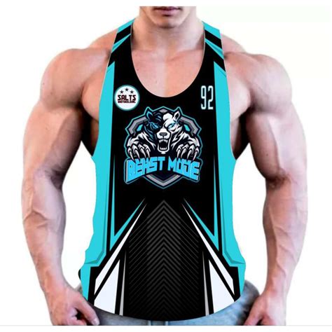 Regata cavada masculina treino musculação beast Mode wolf Shopee Brasil