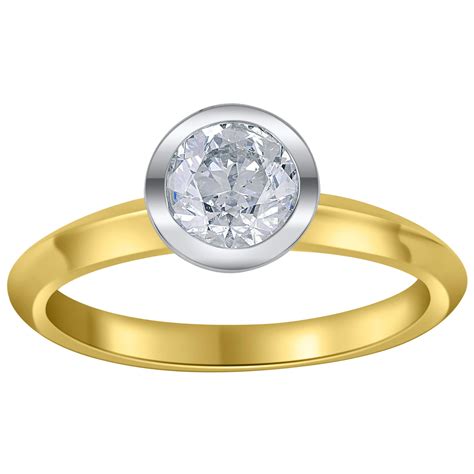 New 18k Two Tone Gold 120ct Bezel Gia Oval Diamond Solitaire Engagement Ring At 1stdibs