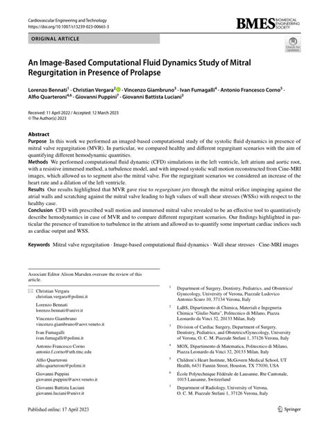 Pdf An Image Based Computational Fluid Dynamics Study Of Mitral