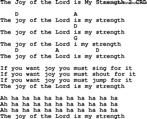 Christian Childrens Song The Joy Of The Lord Is My Strength 2 Lyrics