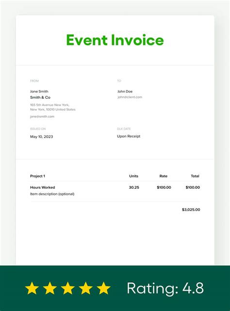 Free Event Invoice Template Free Updated Bonsai