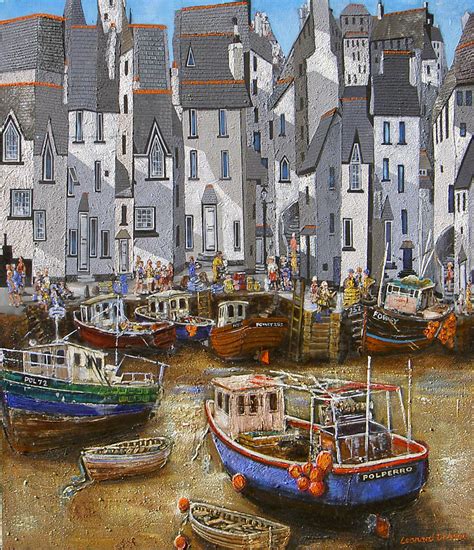 Leonard Dobson 'Polperro Harbour' Painting - No Naked Walls