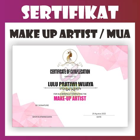 Jual Cetak Sertifikat Make Up Artish Sertifikat MUA Zain Grafika