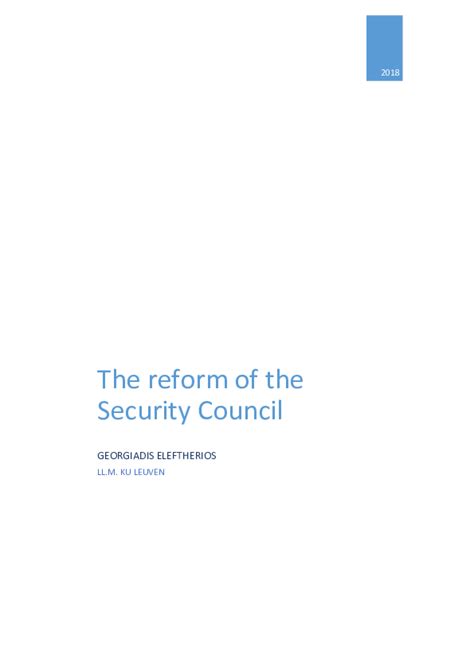 Pdf The Reform Of The Security Council