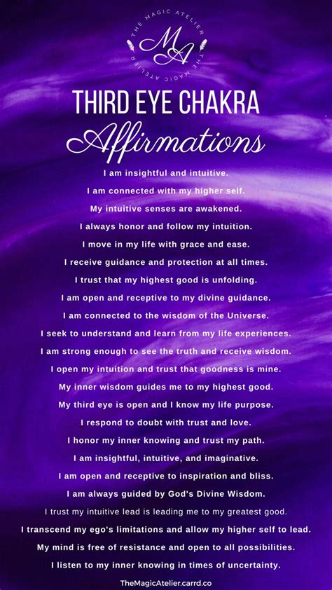 Positive Affirmations To Heal And Open Your Third Eye Chakra And Increase Your Intuit Chakra