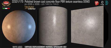 Polished Brown Cast Concrete Floor Pbr Texture Seamless 22321